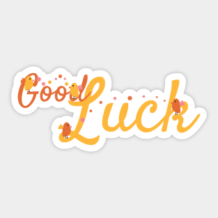 Good Luck With Birds and Flowers Sticker